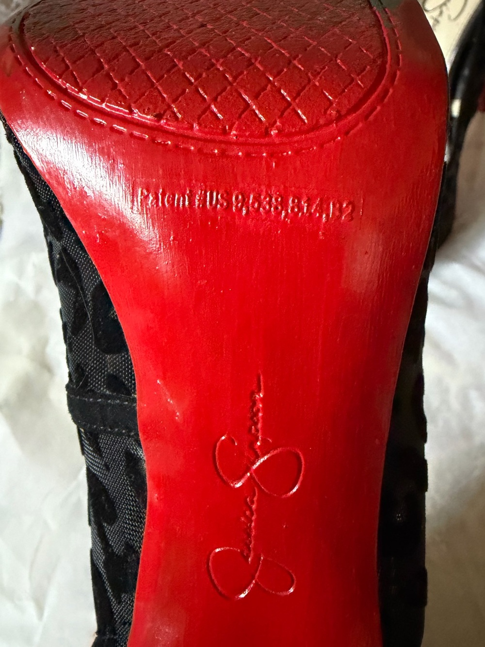 Jessica Simpson Black Mesh Leopard Print High Heel Pumps with Red Sole - Picture 4 of 4